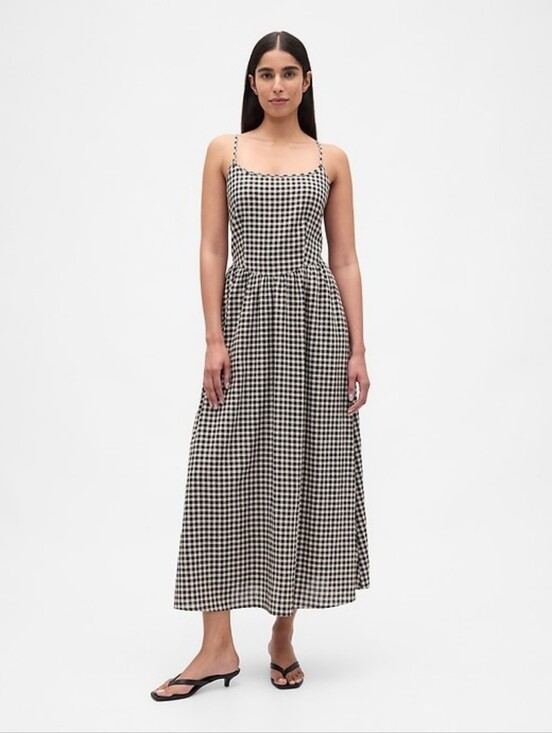 GAP Dresses & Skirts - Gap Black and White Gingham Spaghetti-Strap Maxi Dress Size XS NWT